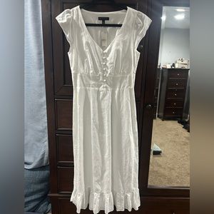 Banana Republic white linen midi dress